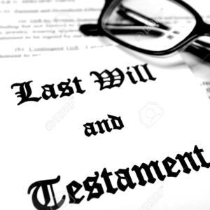 Envelope with Last Will and Testament and Reading Glasses